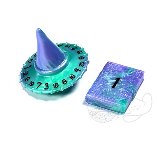 PolyHero Wizard d20 Wizard Hat & d2 Spellbook (Aether Mist)